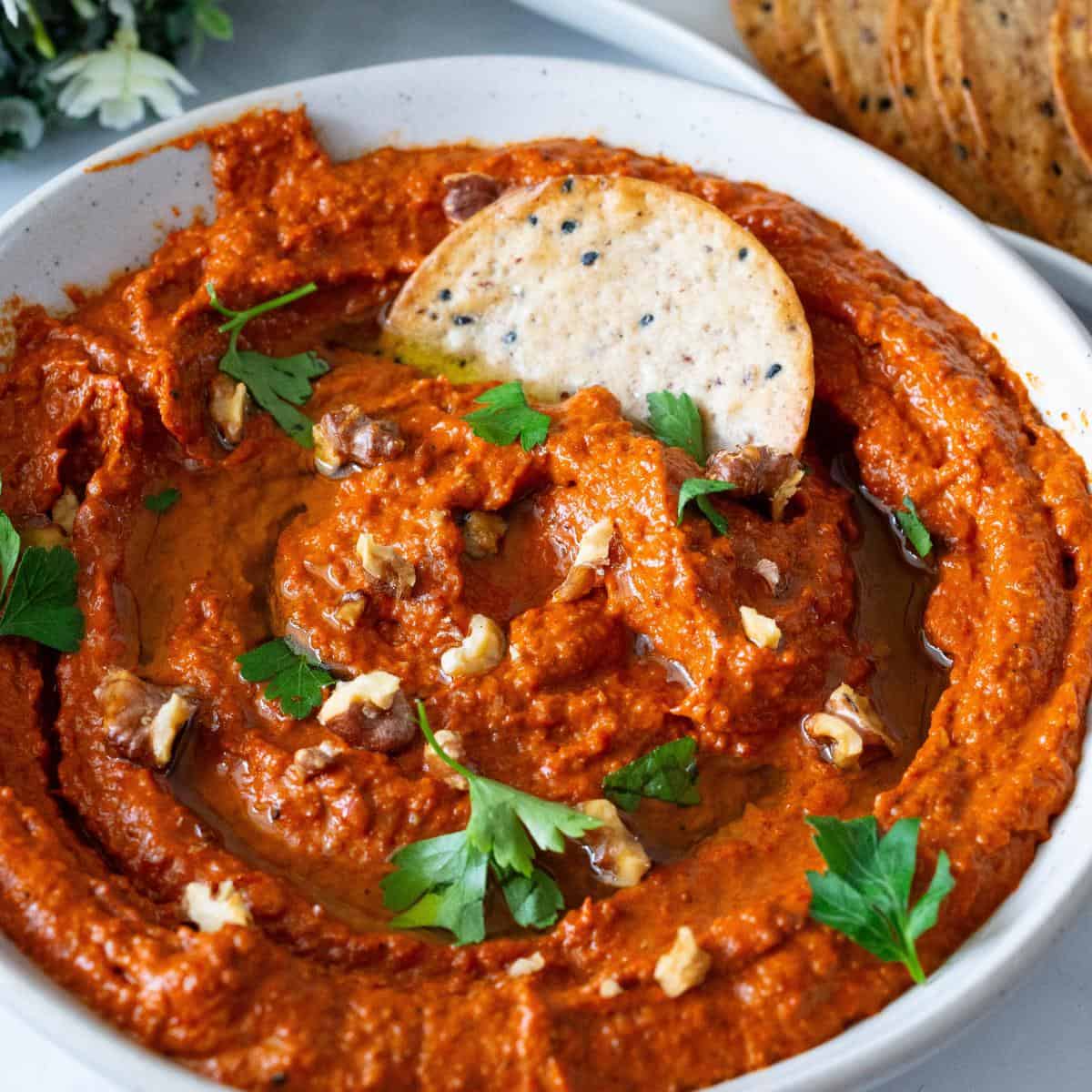 Easy Muhammara Recipe: Roasted Red Pepper Walnut Dip